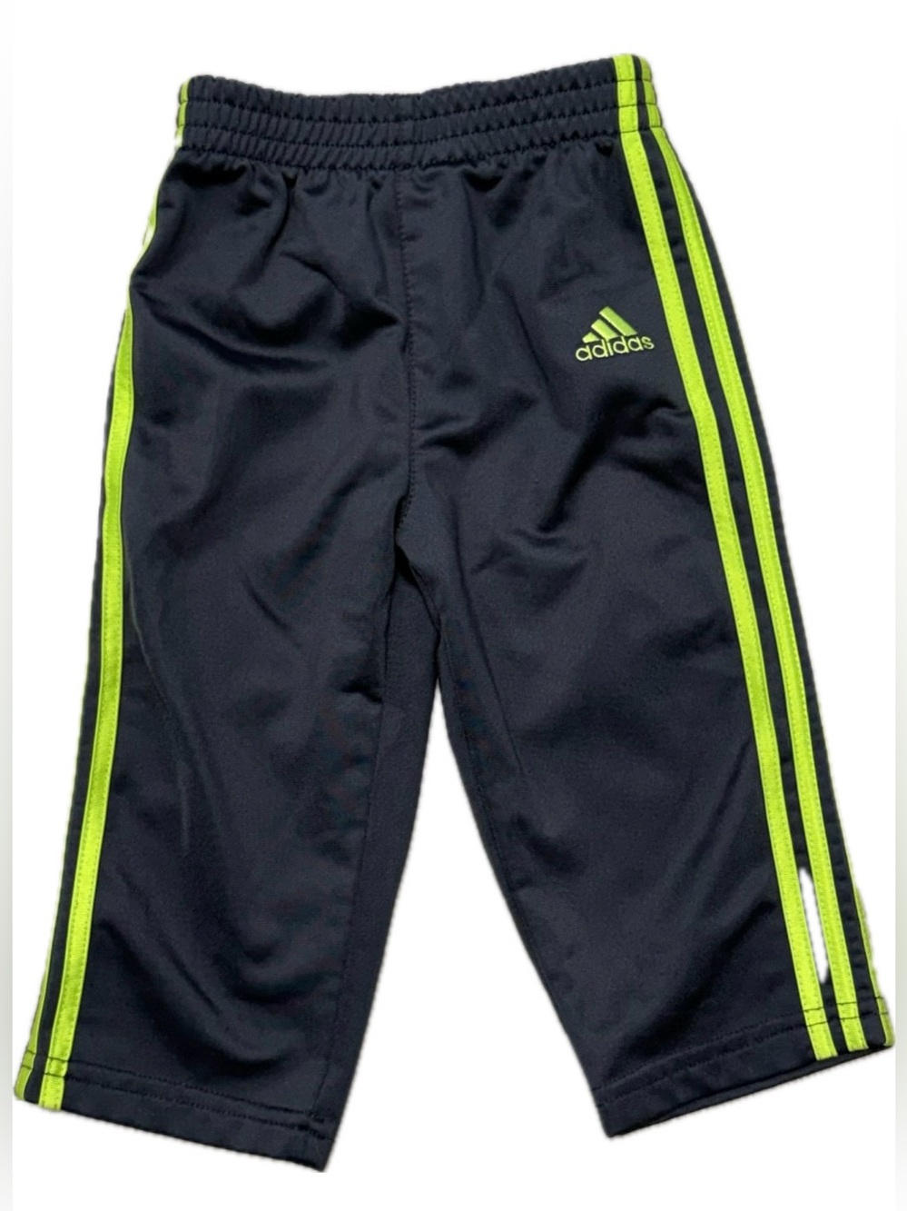 adidas Youth Black Joggers with Neon Lime Side Stripes